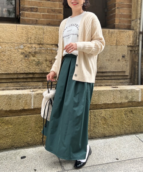 Chez toi（シェトワ）の「【WEB限定】Vネックワイドリブカーディガン（カーディガン/ボレロ・レディース・キャメル/オレンジ/アイボリー/ブラック/サックスブルー・FREE）」の12枚目の写真