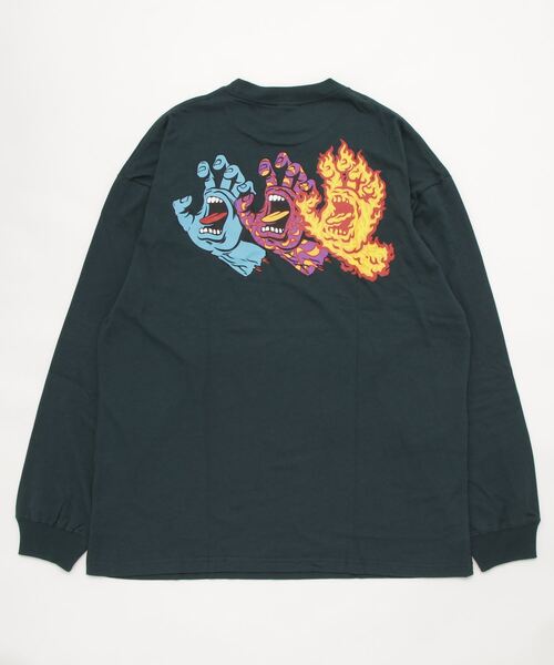 SANTA CRUZ（サンタクルーズ）の「【ムラサキスポーツ別注 Web限定】SANTACRUZ/サンタクルーズ オーバーサイズロンT バックプリントT/スクリ―ミングハンド 三連ロゴ 502223405（Tシャツ/カットソー・メンズ・グレー/ブラック/グリーン/ホワイト・XL/L/M）」の5枚目の写真