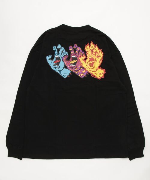 SANTA CRUZ（サンタクルーズ）の「【ムラサキスポーツ別注 Web限定】SANTACRUZ/サンタクルーズ オーバーサイズロンT バックプリントT/スクリ―ミングハンド 三連ロゴ 502223405（Tシャツ/カットソー・メンズ・グレー/ブラック/グリーン/ホワイト・XL/L/M）」の6枚目の写真