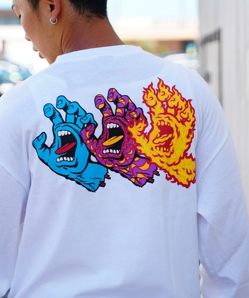 SANTA CRUZ（サンタクルーズ）の「【ムラサキスポーツ別注 Web限定】SANTACRUZ/サンタクルーズ オーバーサイズロンT バックプリントT/スクリ―ミングハンド 三連ロゴ 502223405（Tシャツ/カットソー・メンズ・グレー/ブラック/グリーン/ホワイト・XL/L/M）」の17枚目の写真