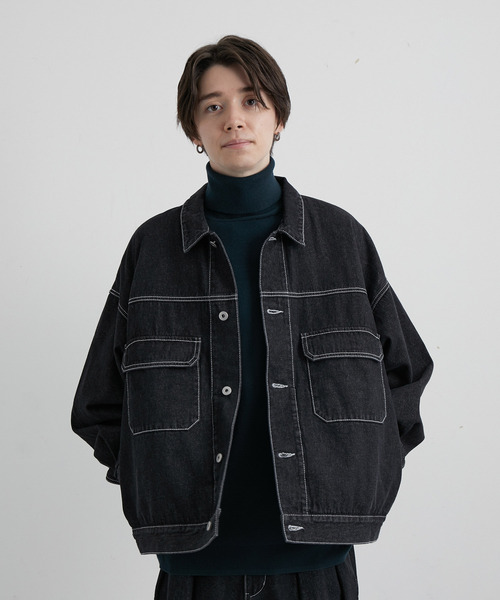 JUNRED（ジュンレッド）の「ヴィンテージデニムルーズブルゾン（デニムジャケット・メンズ・ブラック/サックスブルー・S/M/L）」の17枚目の写真