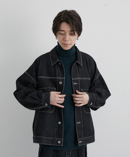 JUNRED（ジュンレッド）の「ヴィンテージデニムルーズブルゾン（デニムジャケット・メンズ・ブラック/サックスブルー・S/M/L）」の18枚目の写真