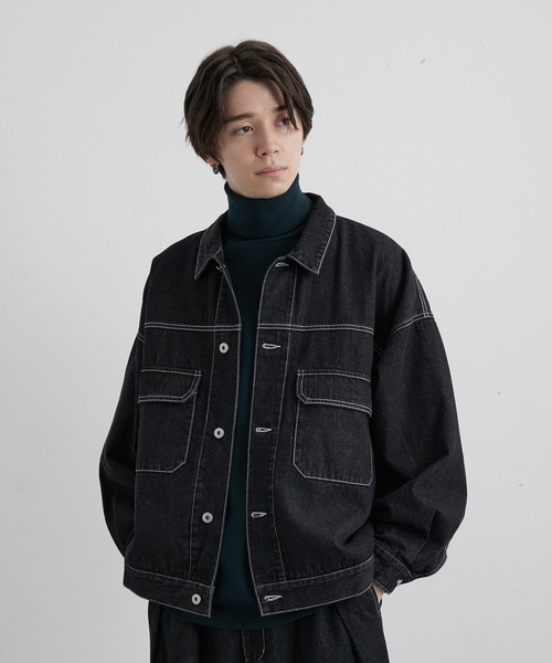 JUNRED（ジュンレッド）の「ヴィンテージデニムルーズブルゾン（デニムジャケット・メンズ・ブラック/サックスブルー・S/M/L）」の19枚目の写真