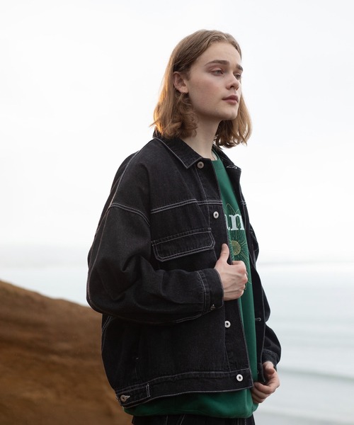 JUNRED（ジュンレッド）の「ヴィンテージデニムルーズブルゾン（デニムジャケット・メンズ・ブラック/サックスブルー・S/M/L）」の4枚目の写真