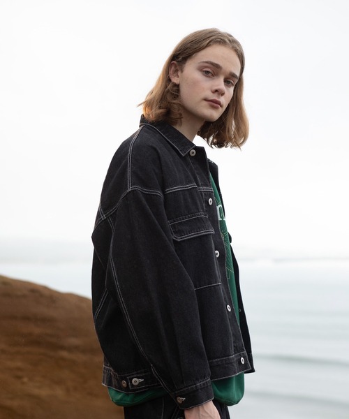 JUNRED（ジュンレッド）の「ヴィンテージデニムルーズブルゾン（デニムジャケット・メンズ・ブラック/サックスブルー・S/M/L）」の5枚目の写真