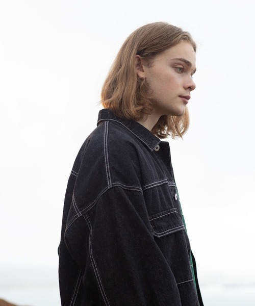 JUNRED（ジュンレッド）の「ヴィンテージデニムルーズブルゾン（デニムジャケット・メンズ・ブラック/サックスブルー・S/M/L）」の6枚目の写真