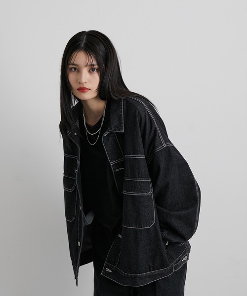 JUNRED（ジュンレッド）の「ヴィンテージデニムルーズブルゾン（デニムジャケット・メンズ・ブラック/サックスブルー・S/M/L）」の14枚目の写真