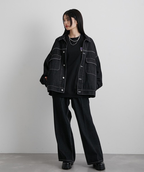 JUNRED（ジュンレッド）の「ヴィンテージデニムルーズブルゾン（デニムジャケット・メンズ・ブラック/サックスブルー・S/M/L）」の15枚目の写真