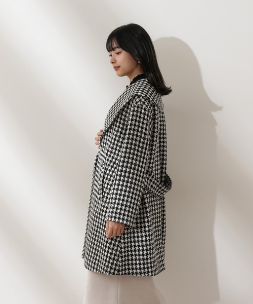 PROPORTION BODY DRESSING（プロポーションボディドレッシング）の「＜Ｅ＞千鳥柄ショールカラーミドルコート / 1212253901（チェスターコート・レディース・ブラック系その他・MEDIUM/SMALL）」の4枚目の写真