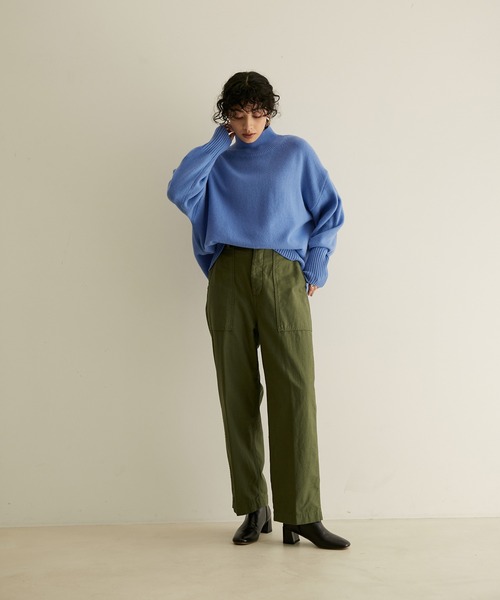 【手洗い可能】タスマニアウールハイネックニットプルオーバー