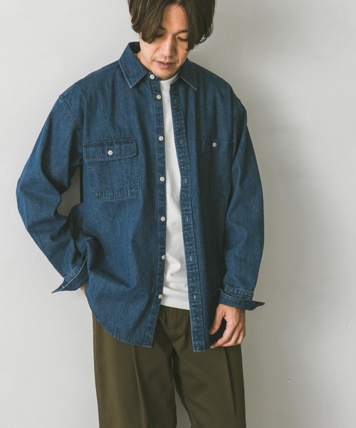 URBAN RESEARCH DOORS（アーバンリサーチドアーズ）の「デニムレギュラーカラーシャツ（シャツ/ブラウス・メンズ・ワンウォッシュ/インディゴブルー・LARGE/MEDIUM）」の4枚目の写真