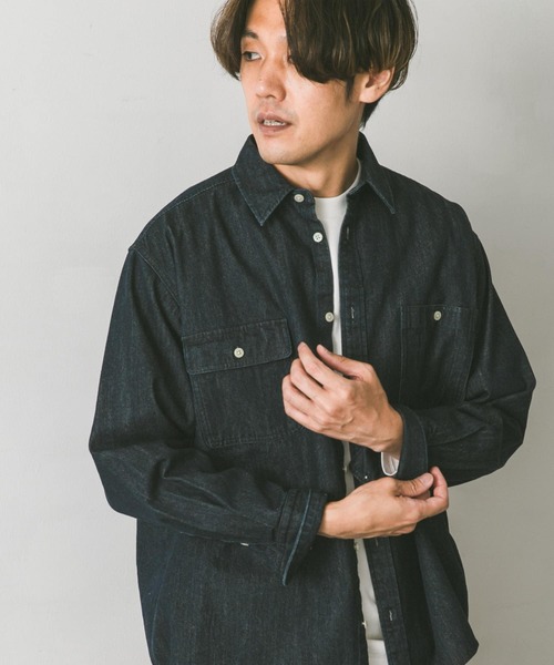 URBAN RESEARCH DOORS（アーバンリサーチドアーズ）の「デニムレギュラーカラーシャツ（シャツ/ブラウス・メンズ・ワンウォッシュ/インディゴブルー・LARGE/MEDIUM）」の11枚目の写真