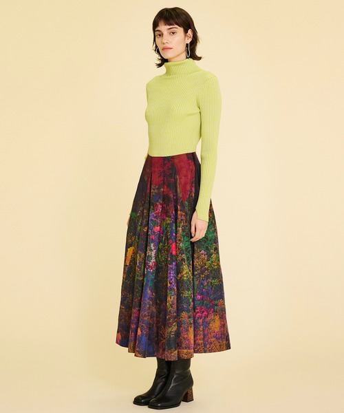 LANVIN en blue ランバン フラワープリントスカート X3639 fleur de fleurプリントタックスカート|LANVIN en Bleu | LANVIN