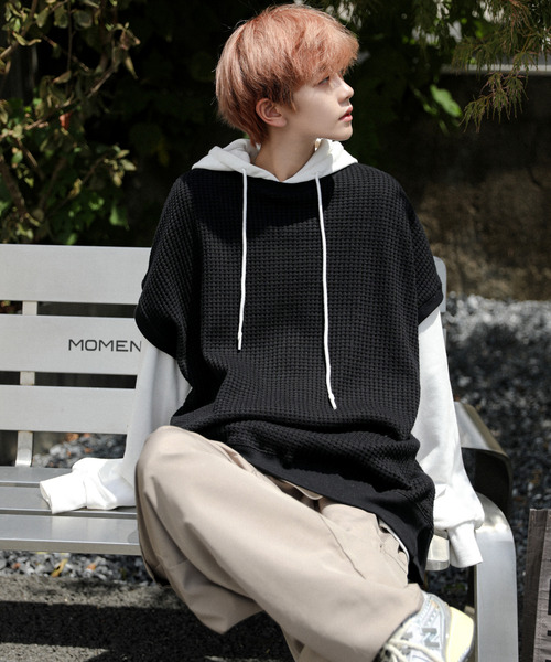 neos（ネオス）の「【neos -addictive design-】ビッグシルエット クルーネック ワッフル ベスト（ベスト・メンズ・ブルー/グリーン/ブラック/イエロー/チャコールグレー/アイボリー・LARGE/MEDIUM）」の11枚目の写真