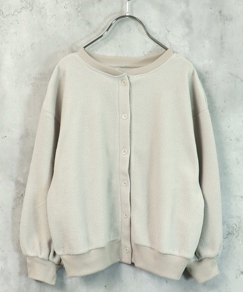 THE CASUAL（カジュアル）の「ドルマンスリーブ2WAYフリースカーデ（カーディガン/ボレロ・キッズ・ブラック/ダークグリーン/ベージュ/ネイビー/グレイッシュベージュ/チャコール・110cm/120cm/130cm/140cm/150cm/160cm）」の4枚目の写真