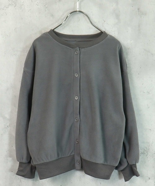 THE CASUAL（カジュアル）の「ドルマンスリーブ2WAYフリースカーデ（カーディガン/ボレロ・キッズ・ブラック/ダークグリーン/ベージュ/ネイビー/グレイッシュベージュ/チャコール・110cm/120cm/130cm/140cm/150cm/160cm）」の2枚目の写真