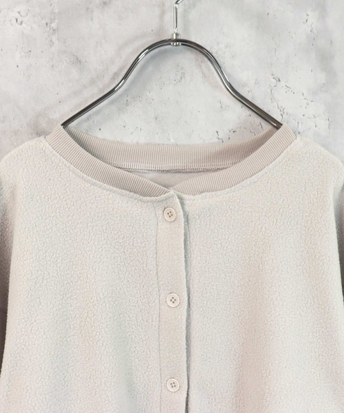 THE CASUAL（カジュアル）の「ドルマンスリーブ2WAYフリースカーデ（カーディガン/ボレロ・キッズ・ブラック/ダークグリーン/ベージュ/ネイビー/グレイッシュベージュ/チャコール・110cm/120cm/130cm/140cm/150cm/160cm）」の11枚目の写真