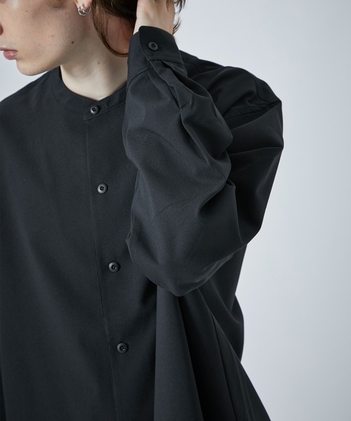 CITY TOKYO（シティトウキョウ）の「【洗える/シワ防止】FEEL LIGHTリラックスバンドカラーシャツ（シャツ/ブラウス・メンズ・ブラック/グレー/ブルー/ミント・1/2/3）」の5枚目の写真