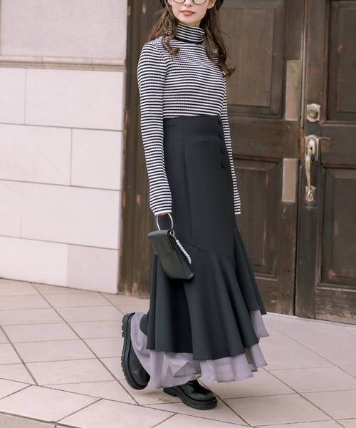 OLIVE des OLIVE(オリーブデオリーブ)の「裾シフォンマーメイドスカート(スカート・レディース・ライトベージュ/ブラック/ブラウン/チェック・FREE)」の18枚目の写真