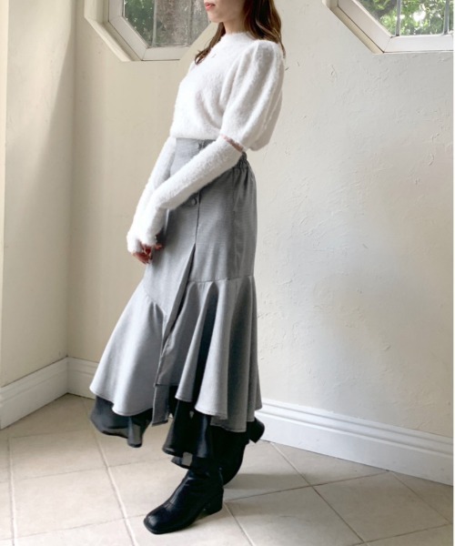 OLIVE des OLIVE(オリーブデオリーブ)の「裾シフォンマーメイドスカート(スカート・レディース・ライトベージュ/ブラック/ブラウン/チェック・FREE)」の12枚目の写真