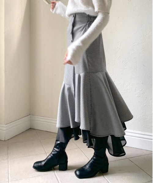 OLIVE des OLIVE(オリーブデオリーブ)の「裾シフォンマーメイドスカート(スカート・レディース・ライトベージュ/ブラック/ブラウン/チェック・FREE)」の9枚目の写真