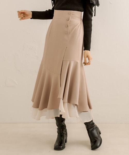 OLIVE des OLIVE(オリーブデオリーブ)の「裾シフォンマーメイドスカート(スカート・レディース・ライトベージュ/ブラック/ブラウン/チェック・FREE)」の20枚目の写真