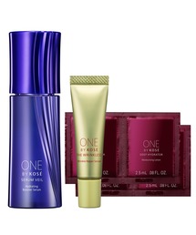 ONE BY KOSE | ZOZO限定 / 医薬部外品 / ザ リンクレス S (ミニサイズ) シワ改善美容液 ＋ 医薬部外品 / セラム ヴェール (ミニサイズ) うるおい改善美容液 ＋ ディープ ハイドレーター （２連ラミサンプル×２個） 高保湿エイジングケア化粧水(スキンケアキット/ギフトセット)