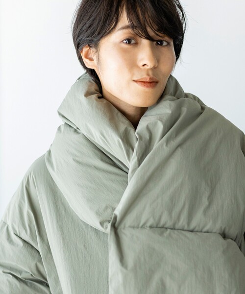 THE SHOP TK （ザ ショップ ティーケー ）の「◆【蓄熱保温/軽量/マフラー付】中綿ノーカラーブルゾン（ブルゾン・レディース・ネイビー/ホワイト系/オリーブ・12/11/10/13）」の17枚目の写真