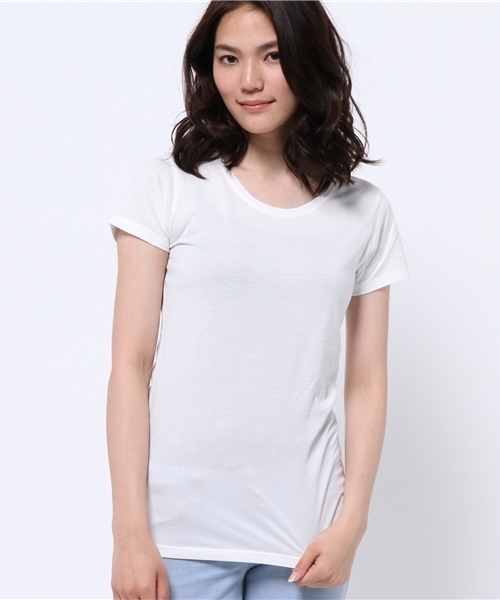 N.(N. Natural Beauty Basic)(エヌエヌナチュラルビューティーベーシック)の「ベーシックTシャツ(Tシャツ/カットソー・レディース・ブラック/ブラック系その他/グレー/ホワイト/ダークネイビー・MEDIUM)」の2枚目の写真