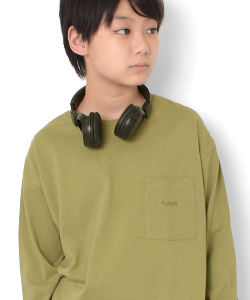 GLAZOS(グラソス)の「胸刺繍ポケット長袖Tシャツ(Tシャツ/カットソー・キッズ・グレー/オレンジ/カーキ/オフホワイト/パープル/ブラック・170cm/150cm/140cm/160cm)」の5枚目の写真