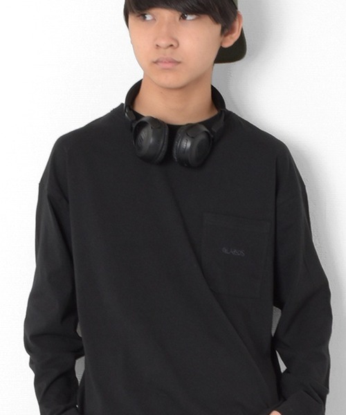 GLAZOS(グラソス)の「胸刺繍ポケット長袖Tシャツ(Tシャツ/カットソー・キッズ・グレー/オレンジ/カーキ/オフホワイト/パープル/ブラック・170cm/150cm/140cm/160cm)」の3枚目の写真