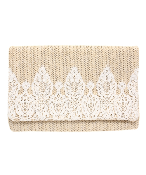 ROSE BUD(ローズバッド)の「(LL ACCESSORIES)B1681A LACE FLAP CLUTCH BAG(クラッチバッグ・レディース・ブラック/クリーム・ONE SIZE)」の2枚目の写真