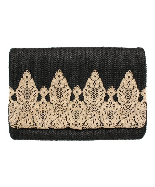 ROSE BUD(ローズバッド)の「(LL ACCESSORIES)B1681A LACE FLAP CLUTCH BAG(クラッチバッグ・レディース・ブラック/クリーム・ONE SIZE)」の1枚目の写真