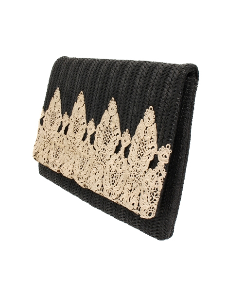 ROSE BUD(ローズバッド)の「(LL ACCESSORIES)B1681A LACE FLAP CLUTCH BAG(クラッチバッグ・レディース・ブラック/クリーム・ONE SIZE)」の11枚目の写真