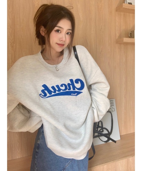 DEVICE（デバイス）の「韓国風ビッグシルエット カレッジロゴ フーディー スウェット トレーナー（スウェット・レディース・グレー/ブラック/ブルー・FREE）」の20枚目の写真