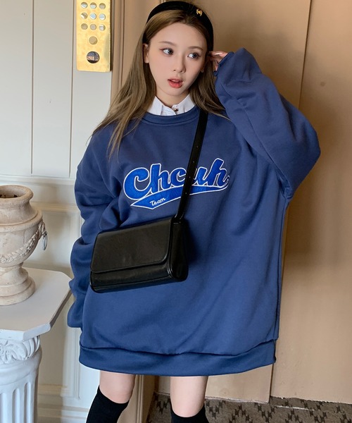 DEVICE（デバイス）の「韓国風ビッグシルエット カレッジロゴ フーディー スウェット トレーナー（スウェット・レディース・グレー/ブラック/ブルー・FREE）」の5枚目の写真