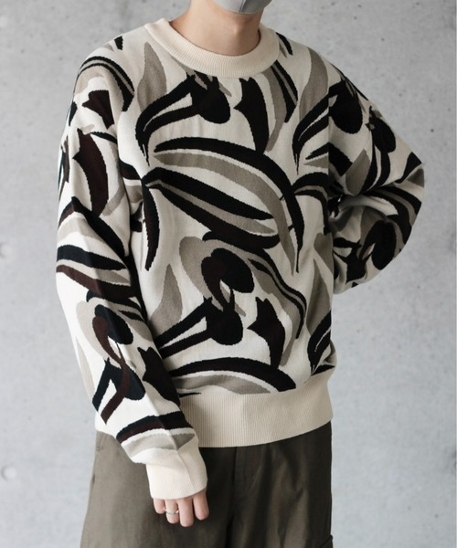 y/m by れぽすけ(イムバイレポスケ)の「マルチパターンジャガードニットプルオーバー(ニット/セーター・メンズ・ブルー/オフホワイト・LARGE/MEDIUM)」の4枚目の写真