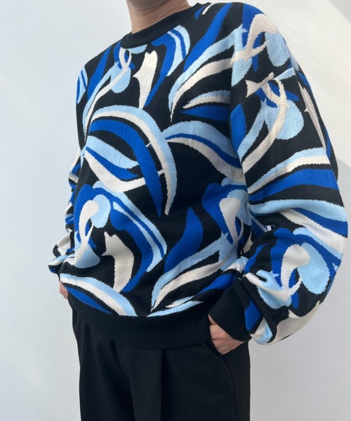 y/m by れぽすけ(イムバイレポスケ)の「マルチパターンジャガードニットプルオーバー(ニット/セーター・メンズ・ブルー/オフホワイト・LARGE/MEDIUM)」の19枚目の写真