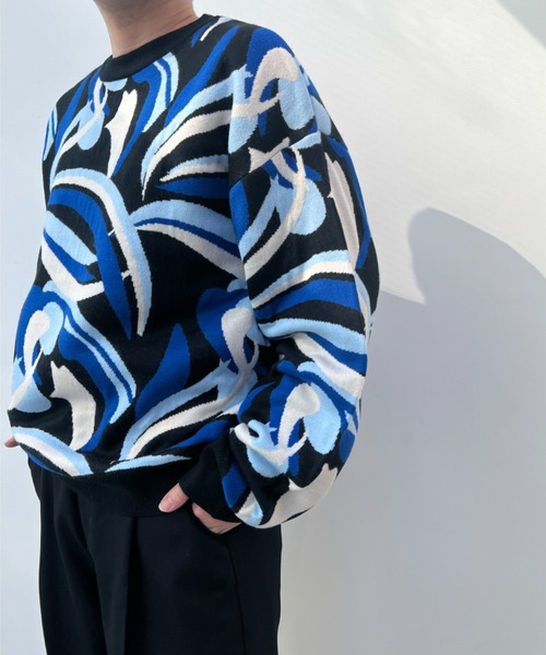 y/m by れぽすけ(イムバイレポスケ)の「マルチパターンジャガードニットプルオーバー(ニット/セーター・メンズ・ブルー/オフホワイト・LARGE/MEDIUM)」の20枚目の写真