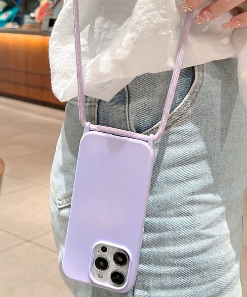 TeddyShop（テディショップ）の「【iPhone14 Pro用】推し色マットカラーネックストラップ付ケース（スマホケース/カバー・レディース・ブラック/ブラウン/ピンク/グリーン/パープル・ONE SIZE）」の21枚目の写真