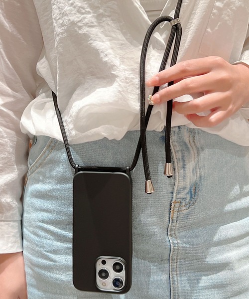 TeddyShop（テディショップ）の「【iPhone14 Pro用】推し色マットカラーネックストラップ付ケース（スマホケース/カバー・レディース・ブラック/ブラウン/ピンク/グリーン/パープル・ONE SIZE）」の9枚目の写真