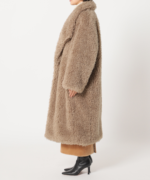 【極美品】EMBA チベットラム デザインファーロングコート マルチカラー 極美品】EMBA チベットラム デザインファーロングコート マルチ