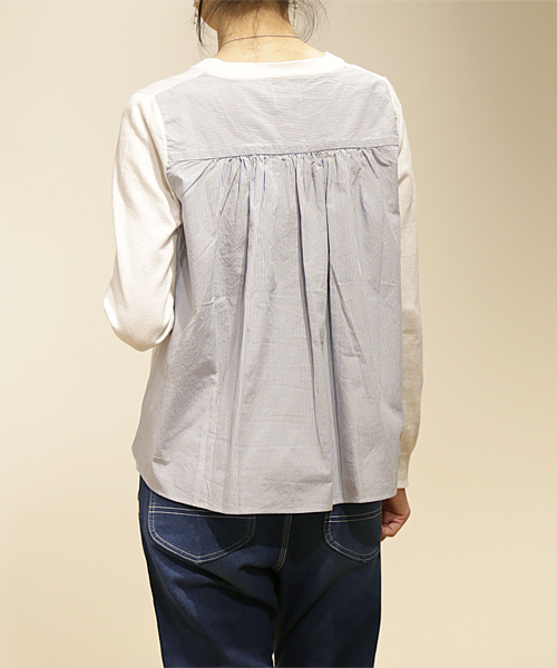 And A（アンドエー）の「コンビSHニット*（ニット/セーター・レディース・ホワイト/ライトグレー/ネイビー・FREE）」の6枚目の写真