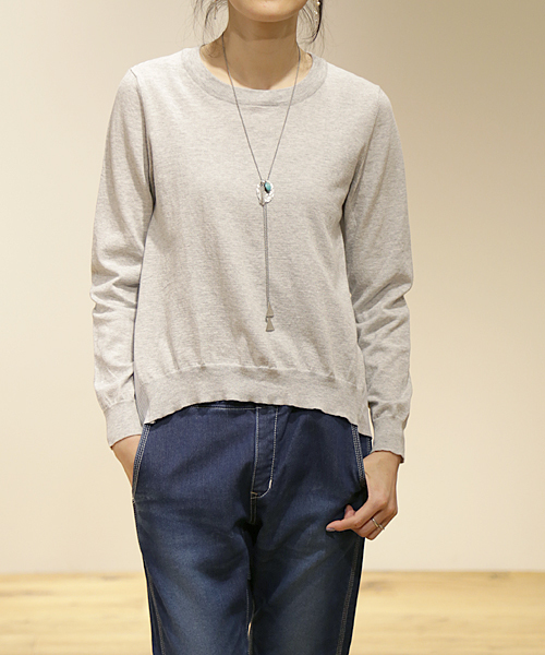 And A（アンドエー）の「コンビSHニット*（ニット/セーター・レディース・ホワイト/ライトグレー/ネイビー・FREE）」の18枚目の写真