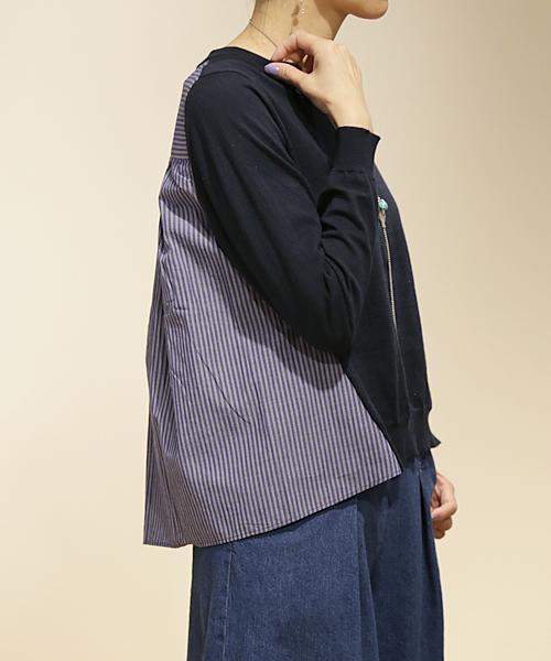 And A（アンドエー）の「コンビSHニット*（ニット/セーター・レディース・ホワイト/ライトグレー/ネイビー・FREE）」の12枚目の写真