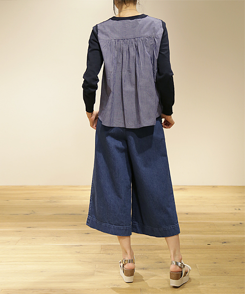 And A（アンドエー）の「コンビSHニット*（ニット/セーター・レディース・ホワイト/ライトグレー/ネイビー・FREE）」の14枚目の写真