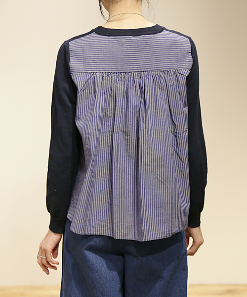 And A（アンドエー）の「コンビSHニット*（ニット/セーター・レディース・ホワイト/ライトグレー/ネイビー・FREE）」の15枚目の写真