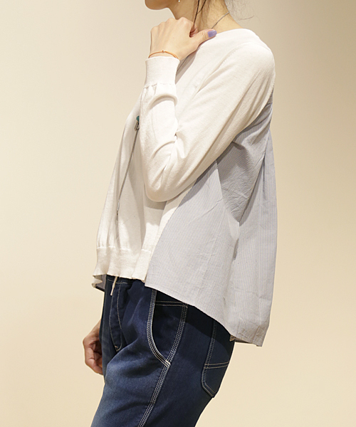 And A（アンドエー）の「コンビSHニット*（ニット/セーター・レディース・ホワイト/ライトグレー/ネイビー・FREE）」の10枚目の写真