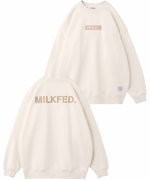 MILKFED.(ミルクフェド)の「EMBROIDERED BAR BIG SWEAT TOP(スウェット・レディース・オフホワイト/ブラック/レッド/グリーン/パープル/チャコール・ONE SIZE)」の2枚目の写真
