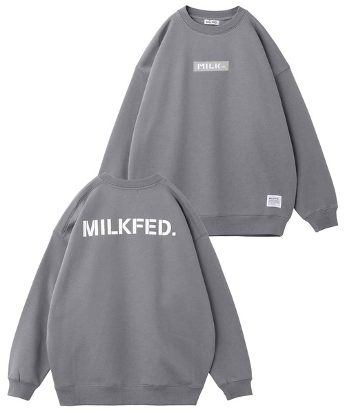 MILKFED.(ミルクフェド)の「EMBROIDERED BAR BIG SWEAT TOP(スウェット・レディース・オフホワイト/ブラック/レッド/グリーン/パープル/チャコール・ONE SIZE)」の4枚目の写真